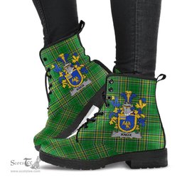 Knox Coat of Arms Family Crest Ireland Leather Boots Irish National Tartan Irish County Boots