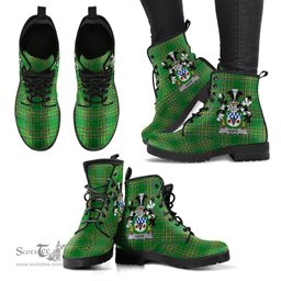 Hope Coat of Arms Family Crest Ireland Leather Boots Irish National Tartan Irish County Boots