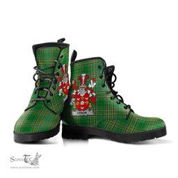 Lydon or Leyden Coat of Arms Family Crest Ireland Leather Boots Irish National Tartan Irish County Boots
