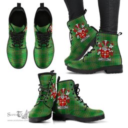 Lydon or Leyden Coat of Arms Family Crest Ireland Leather Boots Irish National Tartan Irish County Boots