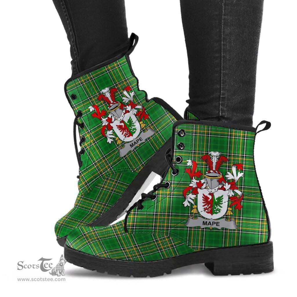 Mape Coat of Arms Family Crest Ireland Leather Boots Irish National Tartan Irish County Boots