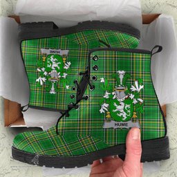 Hume Coat of Arms Family Crest Ireland Leather Boots Irish National Tartan Irish County Boots