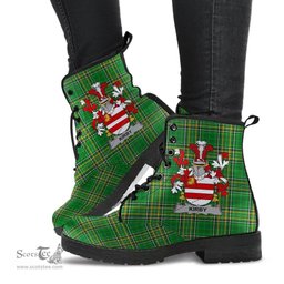 Kirby or O'Kirby Coat of Arms Family Crest Ireland Leather Boots Irish National Tartan Irish County Boots