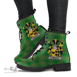 Lombard Coat of Arms Family Crest Ireland Leather Boots Irish National Tartan Irish County Boots