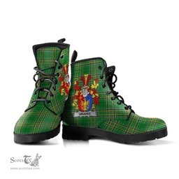 Graves or Greaves Coat of Arms Family Crest Ireland Leather Boots Irish National Tartan Irish County Boots
