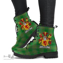 Lalor or O'Lawlor Coat of Arms Family Crest Ireland Leather Boots Irish National Tartan Irish County Boots