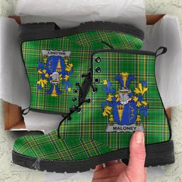 Maloney or O'Molony Coat of Arms Family Crest Ireland Leather Boots Irish National Tartan Irish County Boots