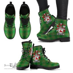 McCarthy Coat of Arms Family Crest Ireland Leather Boots Irish National Tartan Irish County Boots