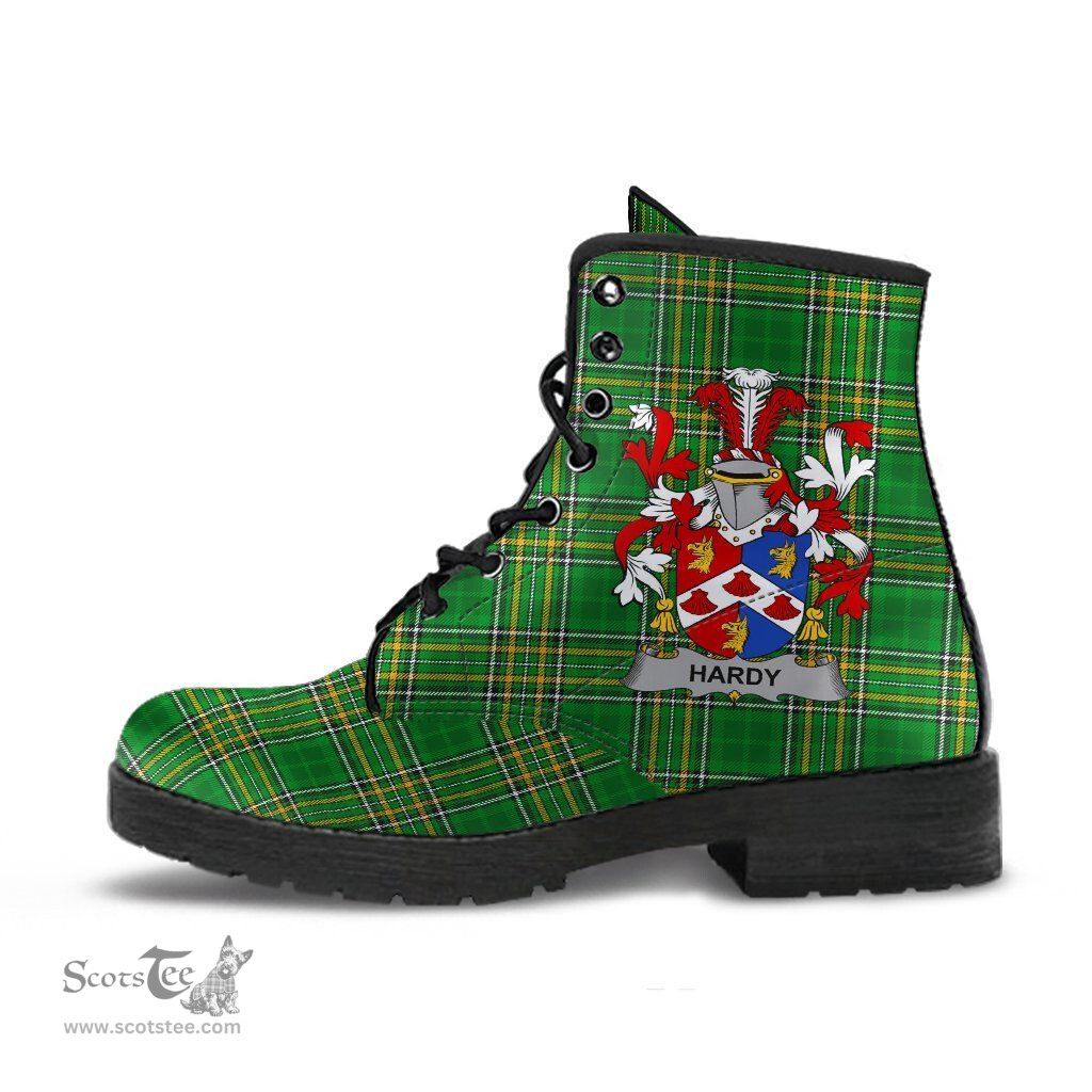 Hardy Coat of Arms Family Crest Ireland Leather Boots Irish National Tartan Irish County Boots