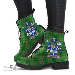 Griffith Coat of Arms Family Crest Ireland Leather Boots Irish National Tartan Irish County Boots