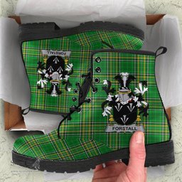Forstall Coat of Arms Family Crest Ireland Leather Boots Irish National Tartan Irish County Boots