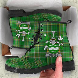 McCabe Coat of Arms Family Crest Ireland Leather Boots Irish National Tartan Irish County Boots