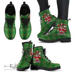 Longfield Coat of Arms Family Crest Ireland Leather Boots Irish National Tartan Irish County Boots