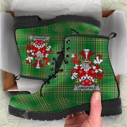 Longfield Coat of Arms Family Crest Ireland Leather Boots Irish National Tartan Irish County Boots