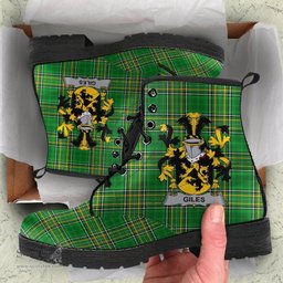 Giles or Gyles Coat of Arms Family Crest Ireland Leather Boots Irish National Tartan Irish County Boots