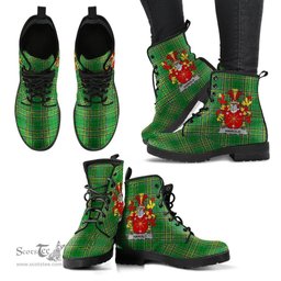 Harold or Harrell Coat of Arms Family Crest Ireland Leather Boots Irish National Tartan Irish County Boots