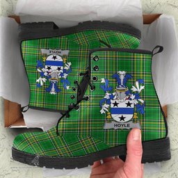 Hoyle or McIlhoyle Coat of Arms Family Crest Ireland Leather Boots Irish National Tartan Irish County Boots