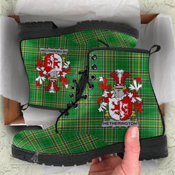 Hetherington Coat of Arms Family Crest Ireland Leather Boots Irish National Tartan Irish County Boots