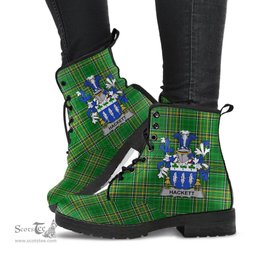 Hackett Coat of Arms Family Crest Ireland Leather Boots Irish National Tartan Irish County Boots