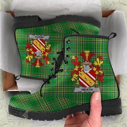 Heath Coat of Arms Family Crest Ireland Leather Boots Irish National Tartan Irish County Boots
