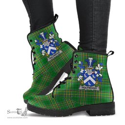 Holywood Coat of Arms Family Crest Ireland Leather Boots Irish National Tartan Irish County Boots