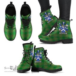 Holywood Coat of Arms Family Crest Ireland Leather Boots Irish National Tartan Irish County Boots