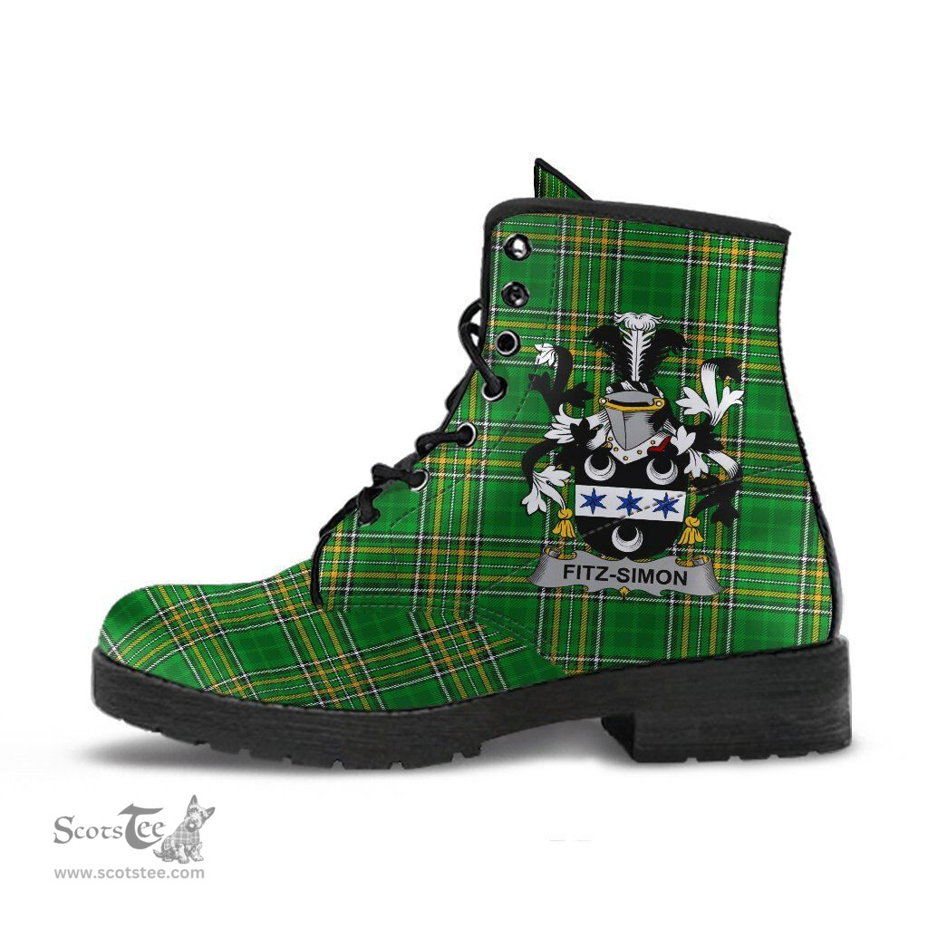Fitz-Simon Coat of Arms Family Crest Ireland Leather Boots Irish National Tartan Irish County Boots