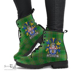 Hoolihan or O'Holohan Coat of Arms Family Crest Ireland Leather Boots Irish National Tartan Irish County Boots