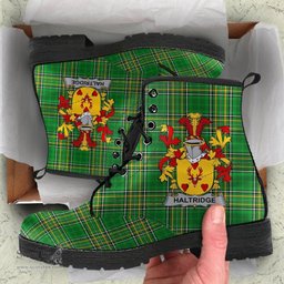 Haltridge Coat of Arms Family Crest Ireland Leather Boots Irish National Tartan Irish County Boots