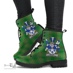 Geary or O'Geary Coat of Arms Family Crest Ireland Leather Boots Irish National Tartan Irish County Boots