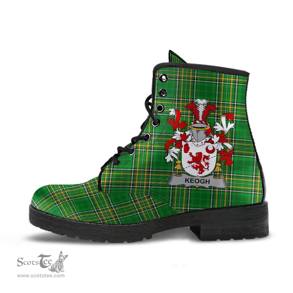 Keogh or McKeogh Coat of Arms Family Crest Ireland Leather Boots Irish National Tartan Irish County Boots