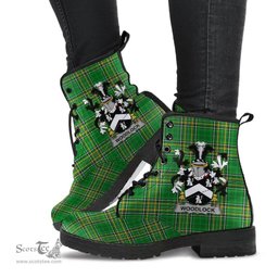 Woodlock Coat of Arms Family Crest Ireland Leather Boots Irish National Tartan Irish County Boots