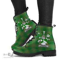 Stokes Coat of Arms Family Crest Ireland Leather Boots Irish National Tartan Irish County Boots
