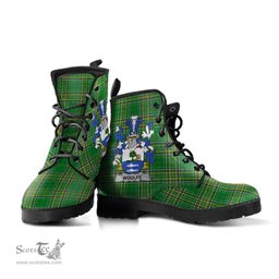 Woulfe Coat of Arms Family Crest Ireland Leather Boots Irish National Tartan Irish County Boots