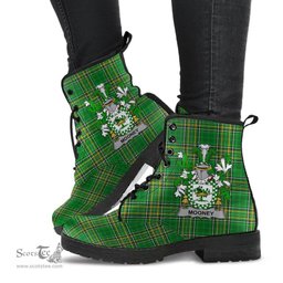 Mooney or O'Mooney Coat of Arms Family Crest Ireland Leather Boots Irish National Tartan Irish County Boots