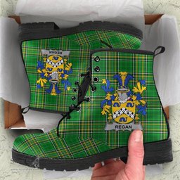 Regan or O'Regan Coat of Arms Family Crest Ireland Leather Boots Irish National Tartan Irish County Boots