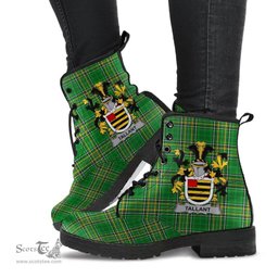 Tallant or Tallon Coat of Arms Family Crest Ireland Leather Boots Irish National Tartan Irish County Boots