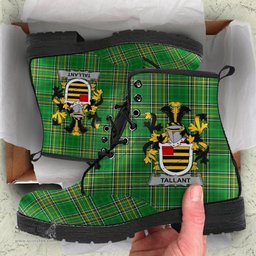 Tallant or Tallon Coat of Arms Family Crest Ireland Leather Boots Irish National Tartan Irish County Boots