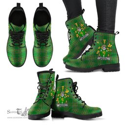 Melody or O'Moledy Coat of Arms Family Crest Ireland Leather Boots Irish National Tartan Irish County Boots