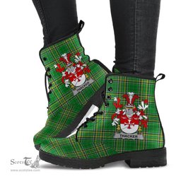 Thacker Coat of Arms Family Crest Ireland Leather Boots Irish National Tartan Irish County Boots