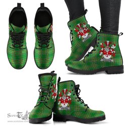Thacker Coat of Arms Family Crest Ireland Leather Boots Irish National Tartan Irish County Boots