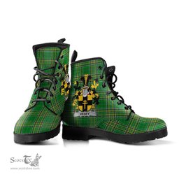Vesey Coat of Arms Family Crest Ireland Leather Boots Irish National Tartan Irish County Boots