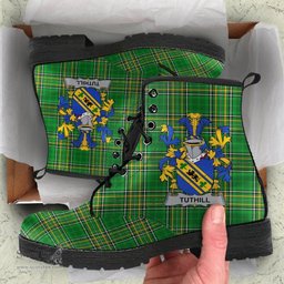 Tuthill Coat of Arms Family Crest Ireland Leather Boots Irish National Tartan Irish County Boots