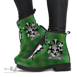Mervyn Coat of Arms Family Crest Ireland Leather Boots Irish National Tartan Irish County Boots