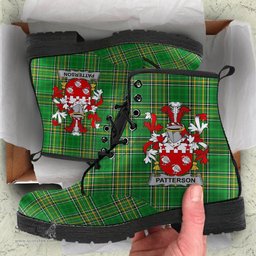 Patterson Coat of Arms Family Crest Ireland Leather Boots Irish National Tartan Irish County Boots