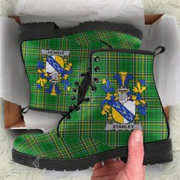 Stanley Coat of Arms Family Crest Ireland Leather Boots Irish National Tartan Irish County Boots