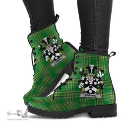 Timmins Coat of Arms Family Crest Ireland Leather Boots Irish National Tartan Irish County Boots