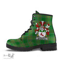 McDevitt Coat of Arms Family Crest Ireland Leather Boots Irish National Tartan Irish County Boots