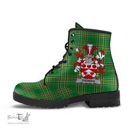 Thomas Coat of Arms Family Crest Ireland Leather Boots Irish National Tartan Irish County Boots
