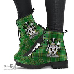 Wolfe Coat of Arms Family Crest Ireland Leather Boots Irish National Tartan Irish County Boots